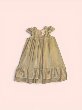 3T Cupcakes and Cashmere gold pleated party dress flutter sleeve